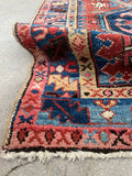 2'11 x 3'8 Antique Persian Heriz rug #1961ML / 3x4 Vintage Rug - Blue Parakeet Rugs