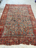 8'4 x 11'6 Antique Persian Heriz Serapi on French blue ground #2457 / 9x12 Heriz Serapi - Blue Parakeet Rugs