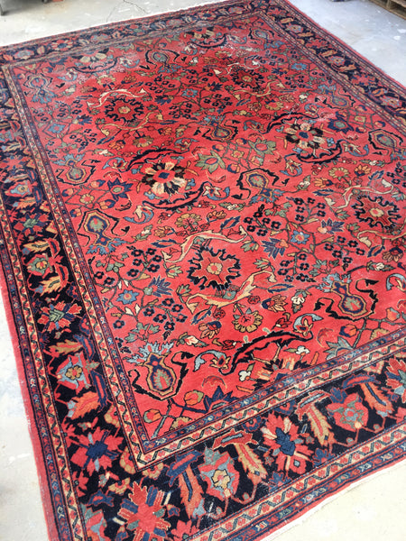 9 x 12'3 Salmon Antique Mahal - Blue Parakeet Rugs