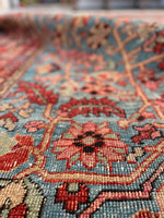 8'4 x 11'6 Antique Persian Heriz Serapi on French blue ground #2457 / 9x12 Heriz Serapi - Blue Parakeet Rugs