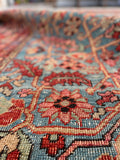8'4 x 11'6 Antique Persian Heriz Serapi on French blue ground #2457 / 9x12 Heriz Serapi - Blue Parakeet Rugs