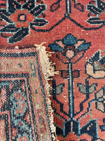 2'4 x 4' Antique coral scatter rug #2113 / 2x4 Vintage Rug - Blue Parakeet Rugs