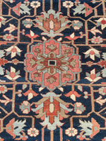 9' x 12'3 Antique Navy Blue Heriz #2650 / 9x12 navy antique rug - Blue Parakeet Rugs