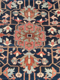 9' x 12'3 Antique Navy Blue Heriz #2650 / 9x12 navy antique rug - Blue Parakeet Rugs