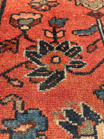 2'4 x 4' Antique coral scatter rug #2113 / 2x4 Vintage Rug - Blue Parakeet Rugs