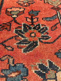 2'4 x 4' Antique coral scatter rug #2113 / 2x4 Vintage Rug - Blue Parakeet Rugs