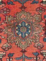 2'4 x 4' Antique coral scatter rug #2113 / 2x4 Vintage Rug - Blue Parakeet Rugs