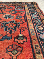 2'4 x 4' Antique coral scatter rug #2113 / 2x4 Vintage Rug - Blue Parakeet Rugs
