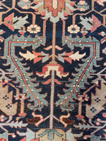 9' x 12'3 Antique Navy Blue Heriz #2650 / 9x12 navy antique rug - Blue Parakeet Rugs