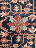9' x 12'3 Antique Navy Blue Heriz #2650 / 9x12 navy antique rug - Blue Parakeet Rugs