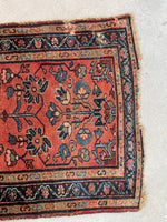 2'4 x 4' Antique coral scatter rug #2113 / 2x4 Vintage Rug - Blue Parakeet Rugs