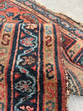 2'4 x 4' Antique coral scatter rug #2113 / 2x4 Vintage Rug - Blue Parakeet Rugs