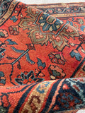 2'4 x 4' Antique coral scatter rug #2113 / 2x4 Vintage Rug - Blue Parakeet Rugs