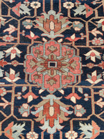 9' x 12'3 Antique Navy Blue Heriz #2650 / 9x12 navy antique rug - Blue Parakeet Rugs