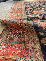 9' x 12'3 Antique Navy Blue Heriz #2650 / 9x12 navy antique rug - Blue Parakeet Rugs