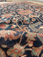 9' x 12'3 Antique Navy Blue Heriz #2650 / 9x12 navy antique rug - Blue Parakeet Rugs