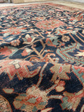 9' x 12'3 Antique Navy Blue Heriz #2650 / 9x12 navy antique rug - Blue Parakeet Rugs