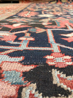9' x 12'3 Antique Navy Blue Heriz #2650 / 9x12 navy antique rug - Blue Parakeet Rugs