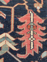 9' x 12'3 Antique Navy Blue Heriz #2650 / 9x12 navy antique rug - Blue Parakeet Rugs