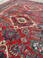 7'10 x 11' Antique village Mahal rug #1962ML / 8x11 Vintage rug - Blue Parakeet Rugs