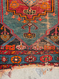 3'1 x 13'10 Antique Persian Runner #681 / 3x14 Vintage Runner - Blue Parakeet Rugs
