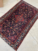2’10 x 4’7 Antique scatter rug #1963 / 3x5 Vintage rug - Blue Parakeet Rugs