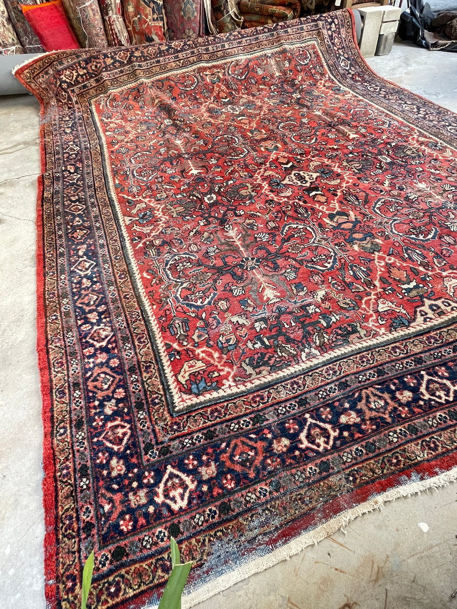 10'5 x 13'7 Antique Persian Mahal rug #2651ML / Worn Persian Mahal ...