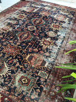7'9 x 11'2 Antique Persian Heriz Rug - Blue Parakeet Rugs