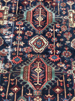 7'9 x 11'2 Antique Persian Heriz Rug - Blue Parakeet Rugs