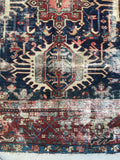 7'9 x 11'2 Antique Persian Heriz Rug - Blue Parakeet Rugs