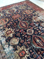7'9 x 11'2 Antique Persian Heriz Rug - Blue Parakeet Rugs