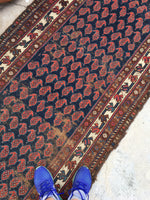 3'5 x 11'6 Antique village paisley field runner (#532) - Blue Parakeet Rugs