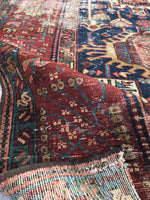 7'9 x 11'2 Antique Persian Heriz Rug - Blue Parakeet Rugs