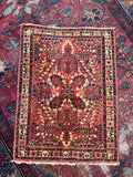 1'10 x 2'6 Antique floral Sarouk mat #2115 / 2x3 Vintage Rug - Blue Parakeet Rugs