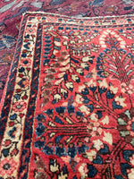 1'10 x 2'6 Antique floral Sarouk mat #2115 / 2x3 Vintage Rug - Blue Parakeet Rugs