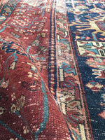 7'9 x 11'2 Antique Persian Heriz Rug - Blue Parakeet Rugs