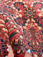 1'10 x 2'6 Antique floral Sarouk mat #2115 / 2x3 Vintage Rug - Blue Parakeet Rugs
