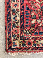 1'10 x 2'6 Antique floral Sarouk mat #2115 / 2x3 Vintage Rug - Blue Parakeet Rugs