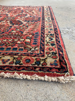 1'10 x 2'6 Antique floral Sarouk mat #2115 / 2x3 Vintage Rug - Blue Parakeet Rugs