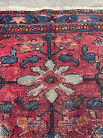 4'5 x 6'6 Antique floral berry ground Malayer rug #2114 / 5x7 Vintage Rug - Blue Parakeet Rugs