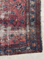 4'5 x 6'6 Antique floral berry ground Malayer rug #2114 / 5x7 Vintage Rug - Blue Parakeet Rugs