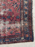 4'5 x 6'6 Antique floral berry ground Malayer rug #2114 / 5x7 Vintage Rug - Blue Parakeet Rugs