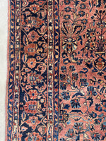 7'6 x 10'2 Antique Blush Sarouk rug #2462 - Blue Parakeet Rugs