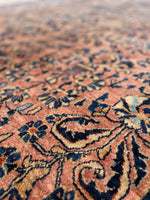 7'6 x 10'2 Antique Blush Sarouk rug #2462 - Blue Parakeet Rugs