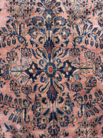 7'6 x 10'2 Antique Blush Sarouk rug #2462 - Blue Parakeet Rugs