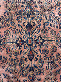 7'6 x 10'2 Antique Blush Sarouk rug #2462 - Blue Parakeet Rugs