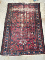 4'5 x 6'6 Antique floral berry ground Malayer rug #2114 / 5x7 Vintage Rug - Blue Parakeet Rugs