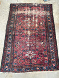 4'5 x 6'6 Antique floral berry ground Malayer rug #2114 / 5x7 Vintage Rug - Blue Parakeet Rugs