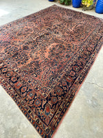 7'6 x 10'2 Antique Blush Sarouk rug #2462 - Blue Parakeet Rugs