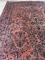 7'6 x 10'2 Antique Blush Sarouk rug #2462 - Blue Parakeet Rugs